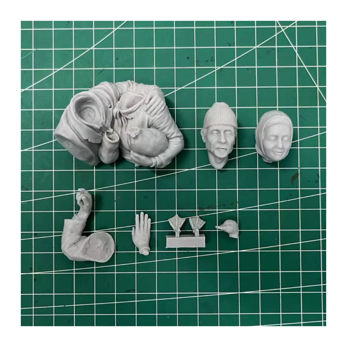 LISM Harzbüste als Liebesstatue von altem Mann und Ente im Maßstab 1:12, mehrfarbige Miniatur-Dekoration aus Kunstharz - Bild 4