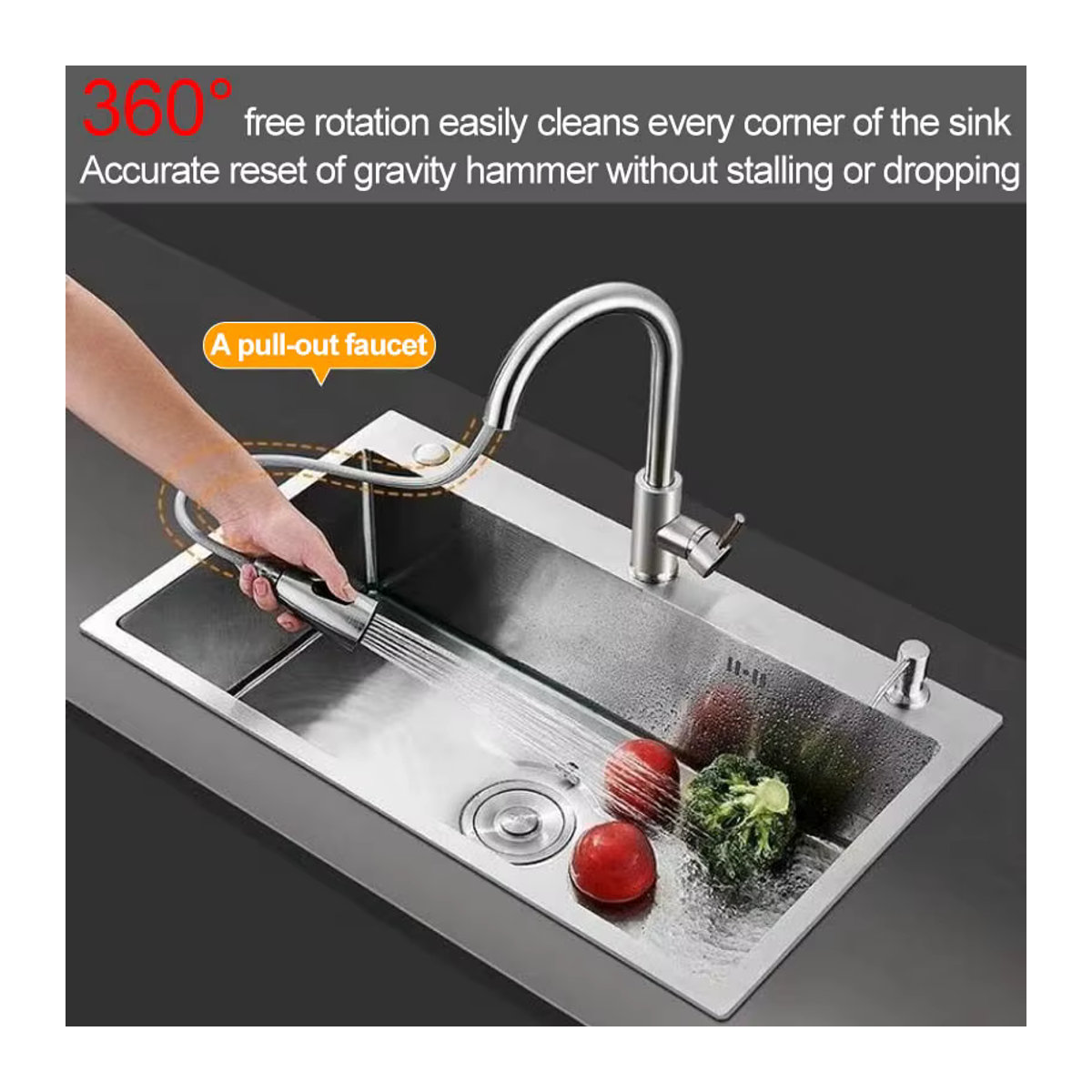 LISM Küchenspüle aus Edelstahl 304 als Unterbau-Einzelwaschbecken in modernem Design, B/T/H: 50 x 40 x 18 cm - Bild 3