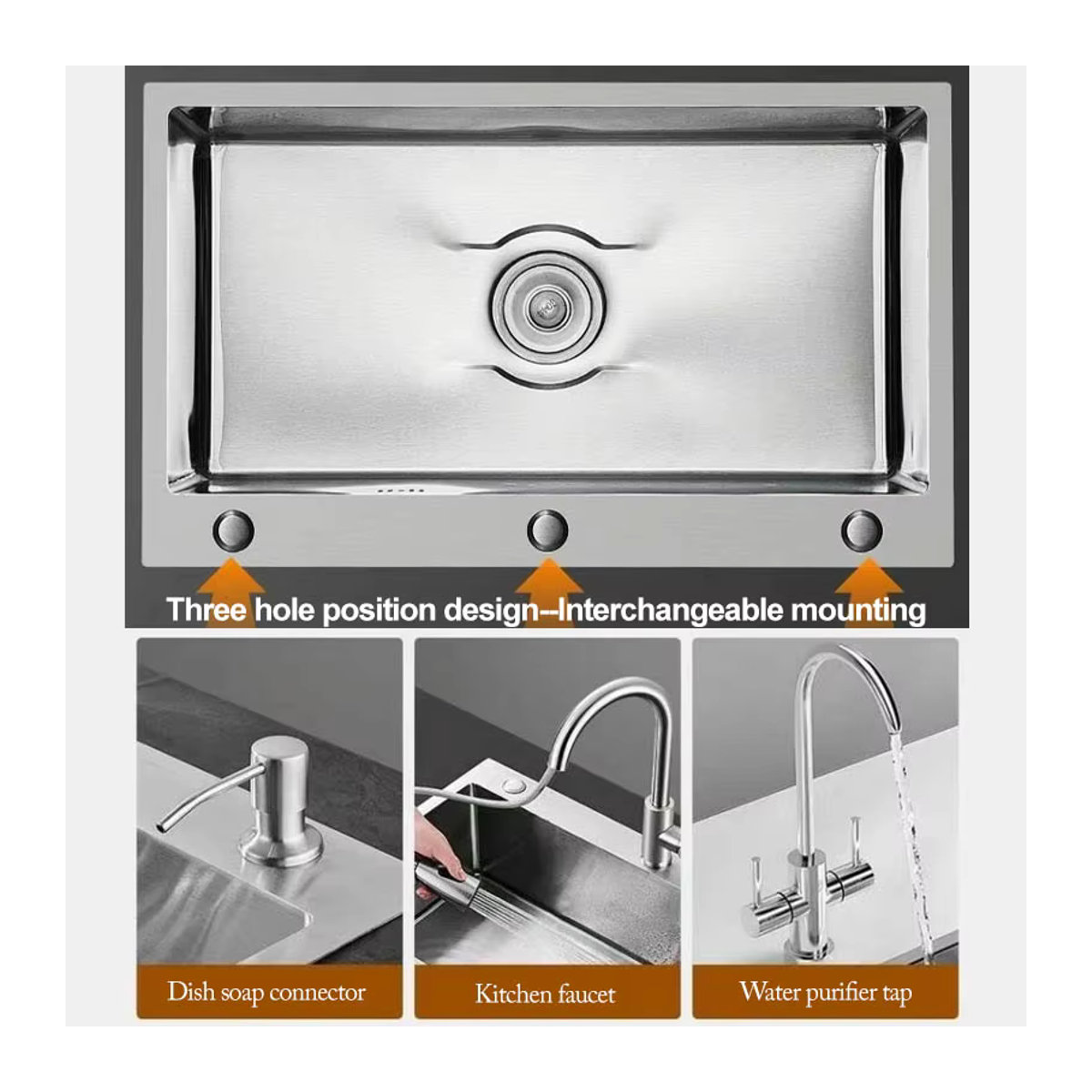 LISM Küchenspüle aus Edelstahl 304 als Unterbau-Einzelwaschbecken in modernem Design, B/T/H: 50 x 40 x 18 cm - Bild 5