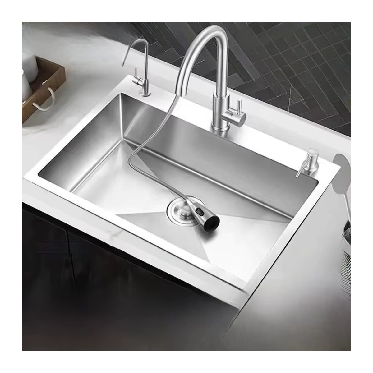 LISM Küchenspüle aus Edelstahl 304 als Unterbau-Einzelwaschbecken in modernem Design, B/T/H: 50 x 40 x 18 cm - Bild 7