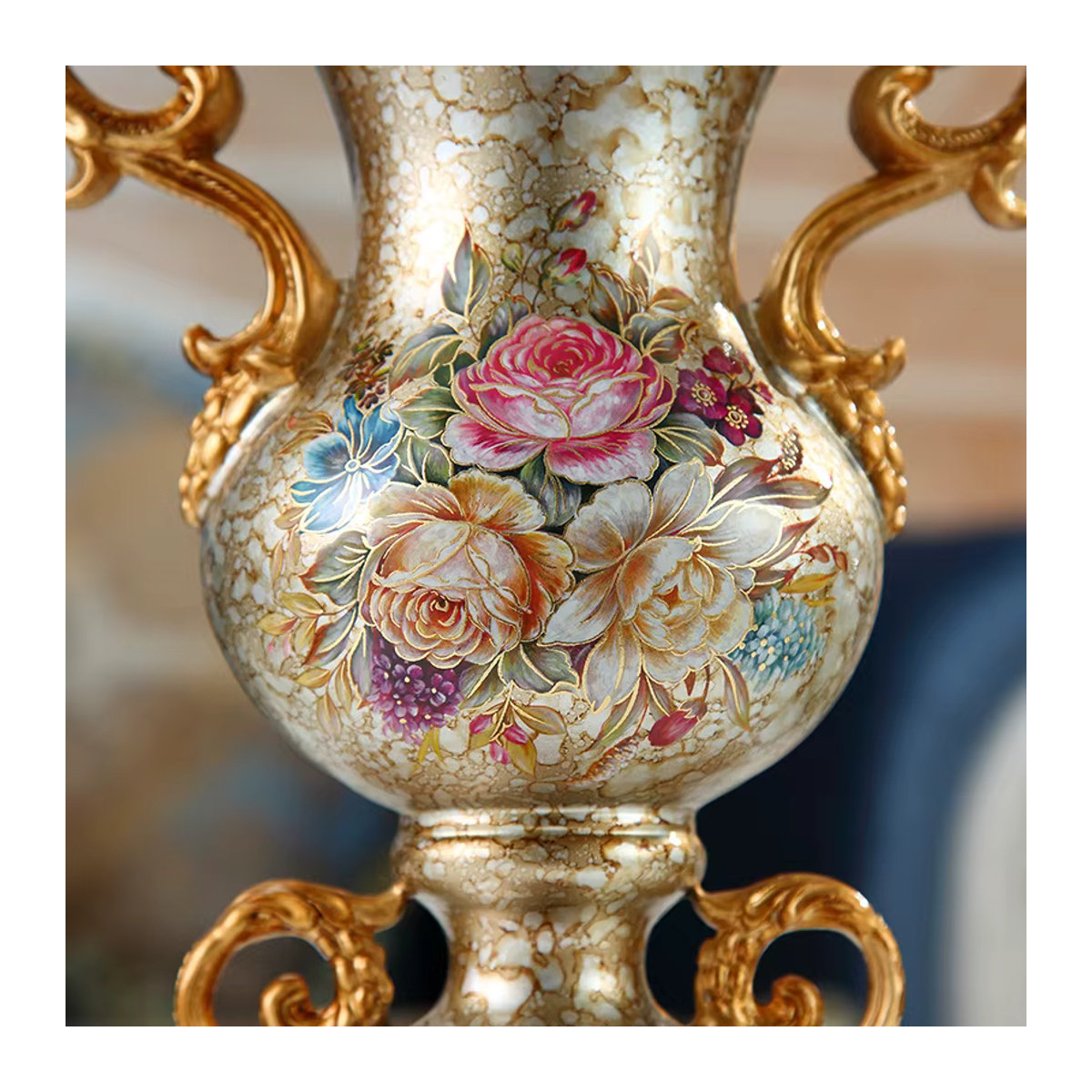 LISM Retro-Vase aus Kunstharz in Mehrfarbig mit floralem Design und bauchiger Form für deine Wohnzimmerdekoration - Bild 3