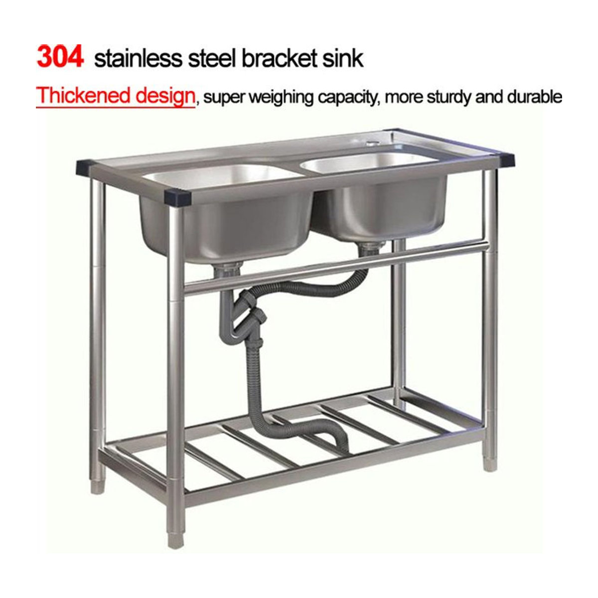 LISM Spülbecken aus Edelstahl 304 im Industrial Design als Einzel- oder Doppelspüle für Küche, Garage oder Waschküche inklusive Halterung - Bild 1