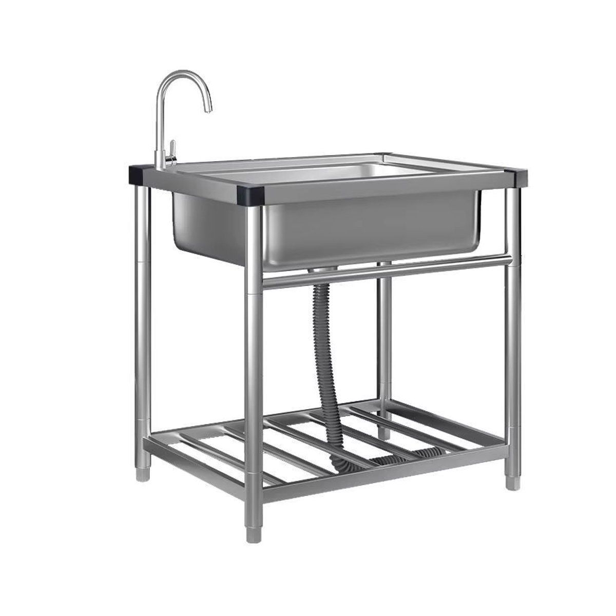 LISM Spülbecken aus Edelstahl 304 im Industrial Design als Einzel- oder Doppelspüle für Küche, Garage oder Waschküche inklusive Halterung - Bild 2