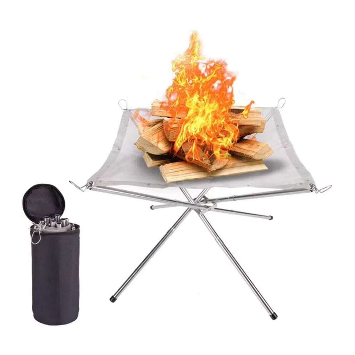 LISM Tragbarer Grillständer aus Edelstahl für den Außenbereich, Faltbarer Feuerstellengrill und Holzofenständer - Bild 7