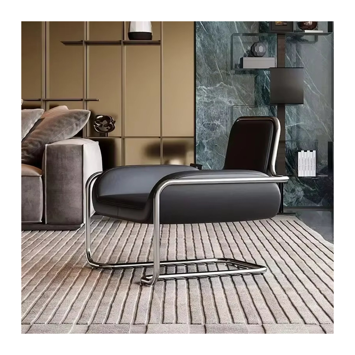 LISM Wohnzimmer Stuhl im skandinavischen Design aus Metall in Schwarz - Bild 2