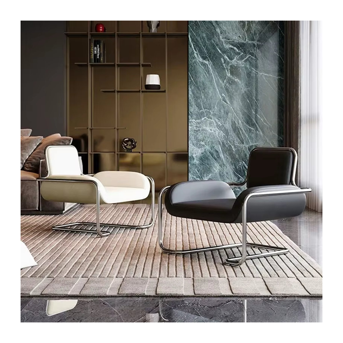 LISM Wohnzimmer Stuhl im skandinavischen Design aus Metall in Schwarz - Bild 3