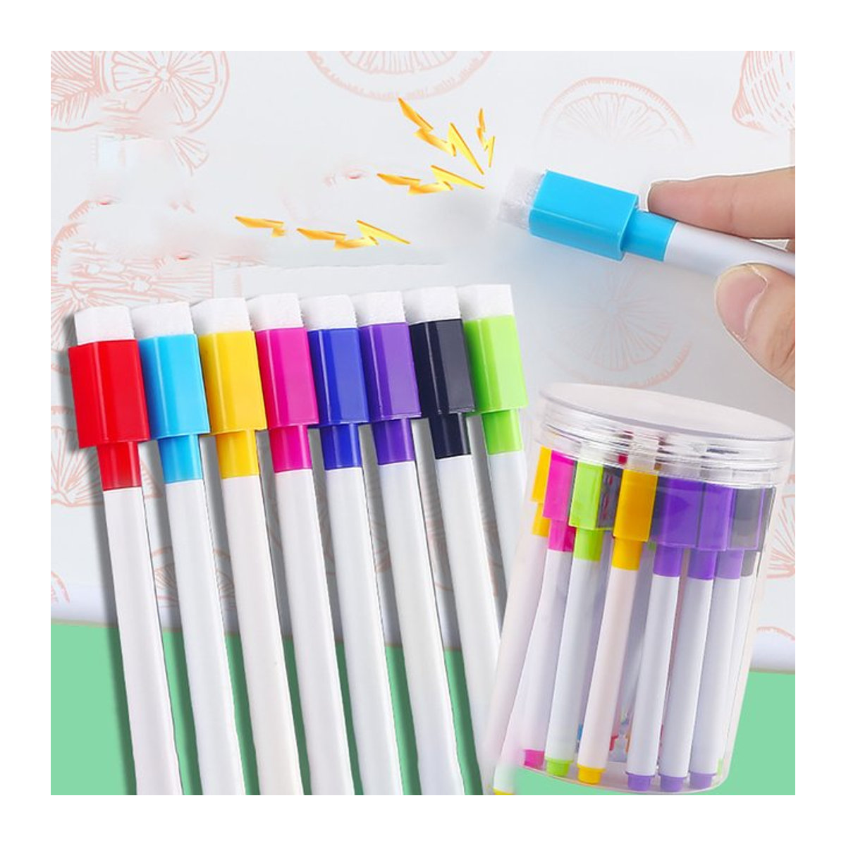 LIT-ONTNMA 8-Farben-Magnetset mit Whiteboard-Stiften, Rundspitze, mehrfarbig, trocken abwischbare Marker für Kinder - Bild 1