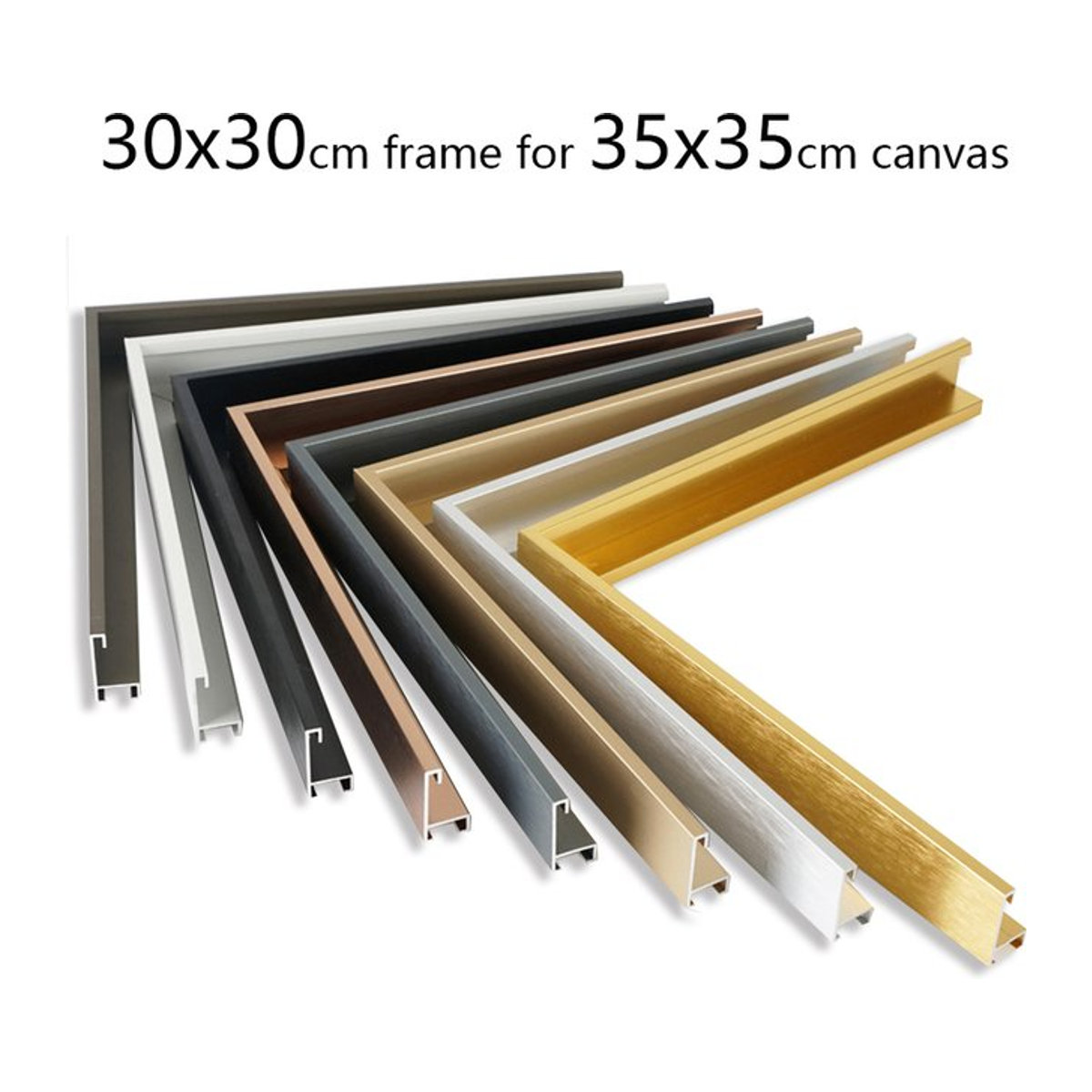 Little PP Außenrahmen aus Aluminiumlegierung für 35x35 cm Leinwand und Ölgemälde in Gold, quadratisch zur Wandmontage - Bild 1