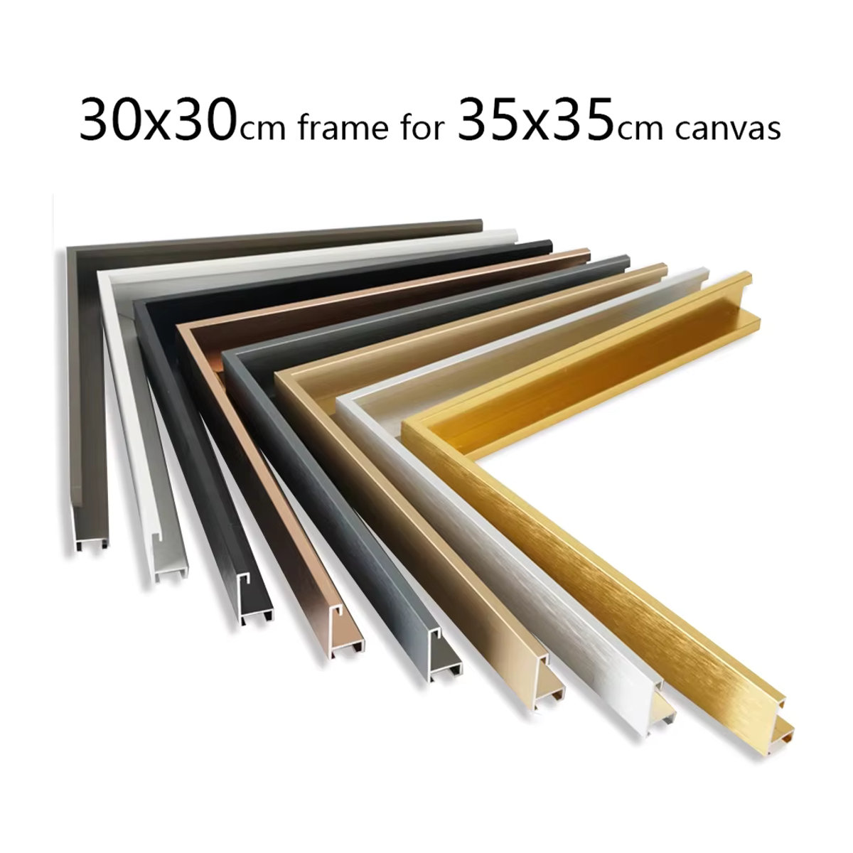 Little PP Außenrahmen aus Aluminiumlegierung für 35x35 cm Leinwand und Ölgemälde in Gold, quadratisch zur Wandmontage - Bild 5