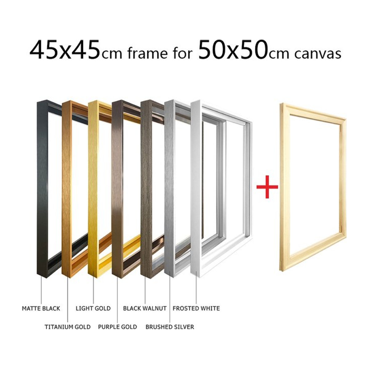 Little PP Bilderrahmen aus Aluminiumlegierung für Leinwand und Ölgemälde, quadratisch, Gold und Schwarz, Breite: 45 cm, Höhe: 45 cm - Bild 1
