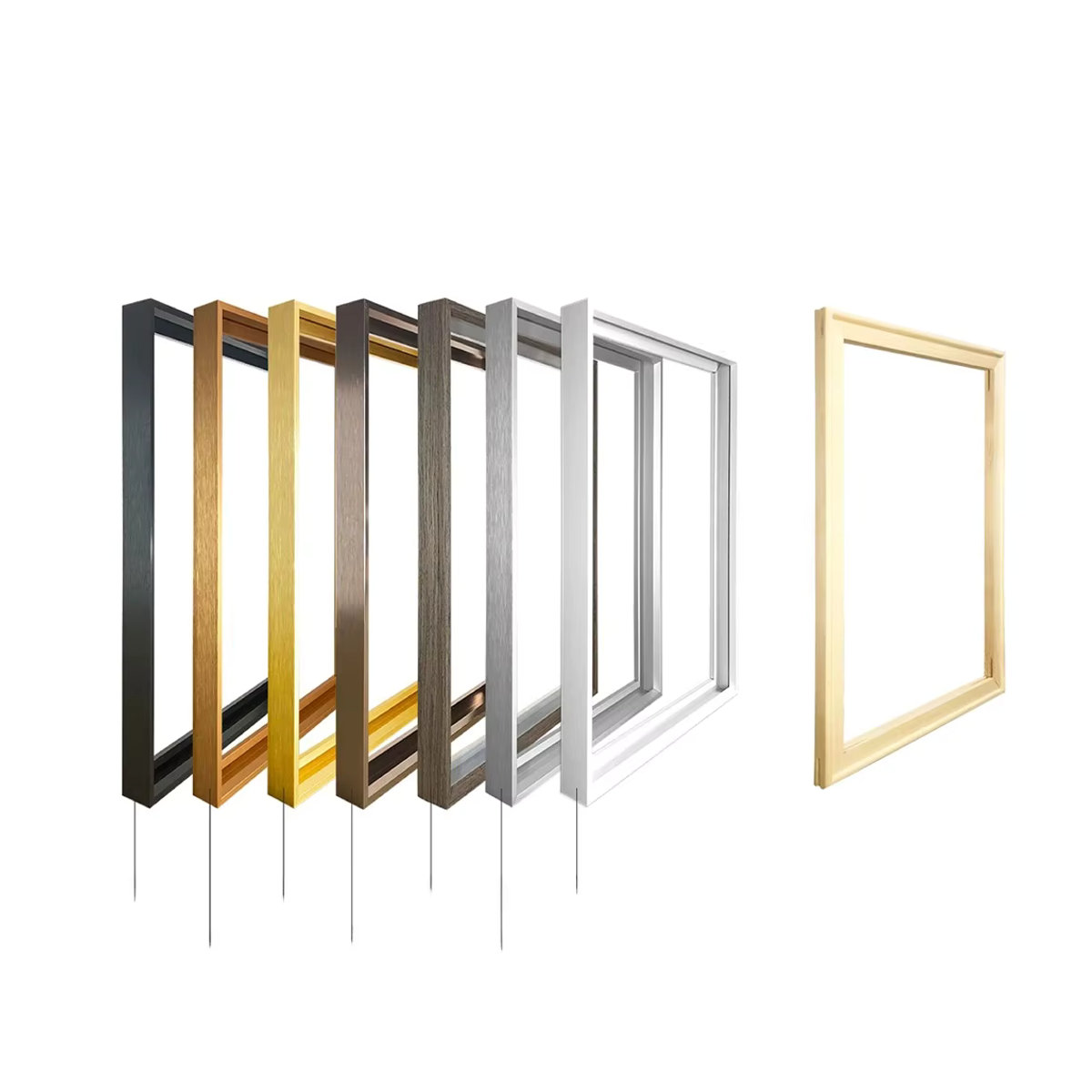 Little PP Bilderrahmen aus Aluminiumlegierung für Leinwand und Ölgemälde, quadratisch, Gold und Schwarz, Breite: 45 cm, Höhe: 45 cm - Bild 5