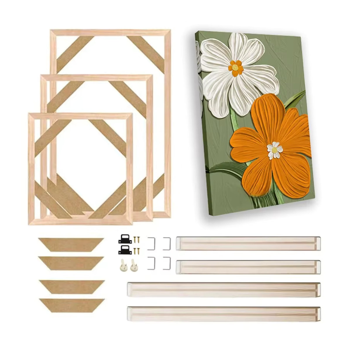 Little PP Holzrahmen für Leinwand und Diamantmalerei, rechteckig, floral, mehrfarbig, hängend - Bild 2