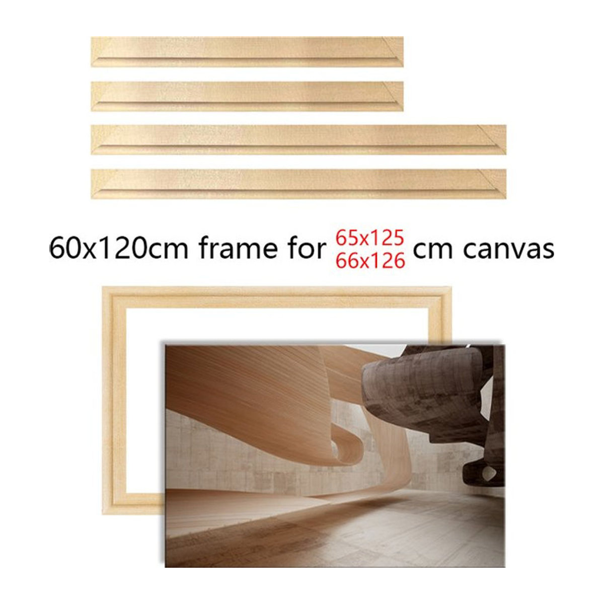 Little PP Holzrahmen in Beige für Leinwand und Diamantmalerei, B/H: 60 x 120 cm - Bild 1
