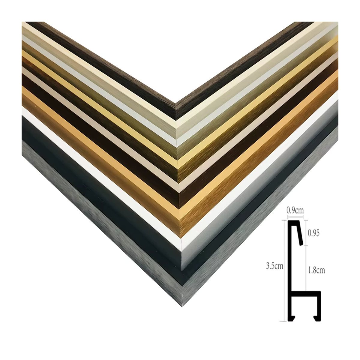 Little PP Metallrahmen aus Aluminiumlegierung für 35 x 35 cm Leinwand in Gold und Schwarz, quadratisch - Bild 2