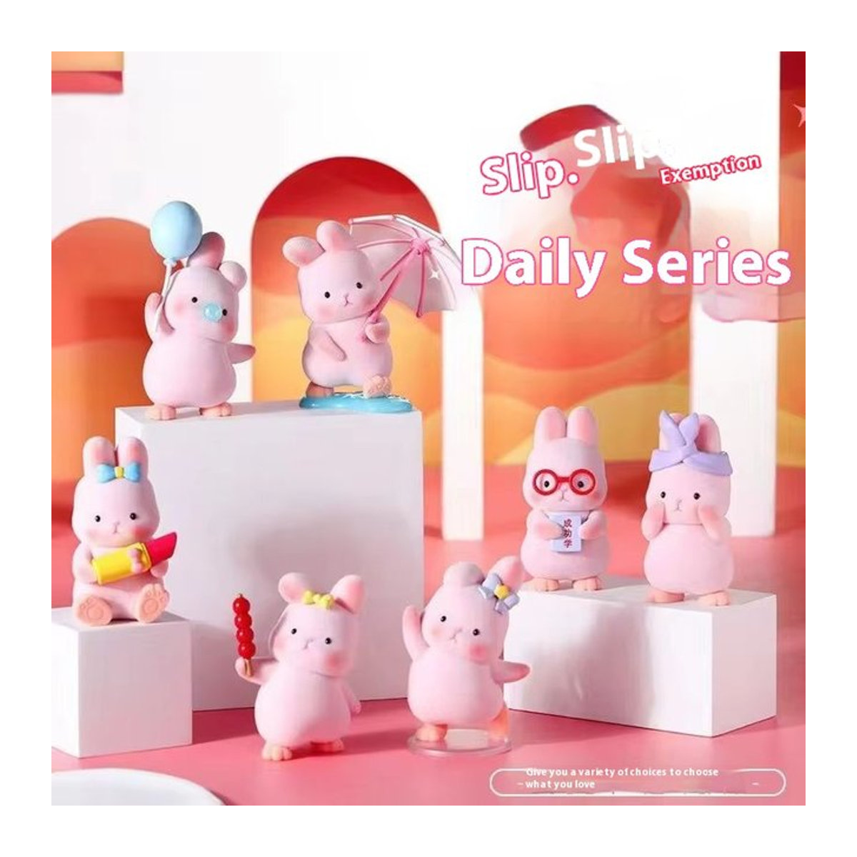 Liuliu Kaninchen Blind Box Rosa – Anime Kaninchen Actionfigur aus Kunststoff als Ornament-Spielzeug für Kinder - Bild 1