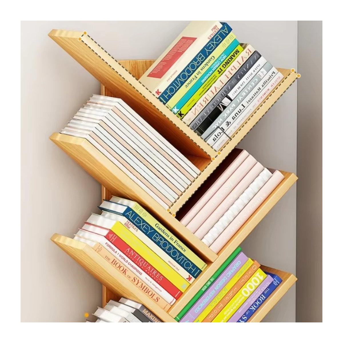 LIUSHADUOLA Bücherregal aus Massivholz in Natur im skandinavischen Design, freistehendes baumförmiges Regal für dein Wohnzimmer - Bild 2
