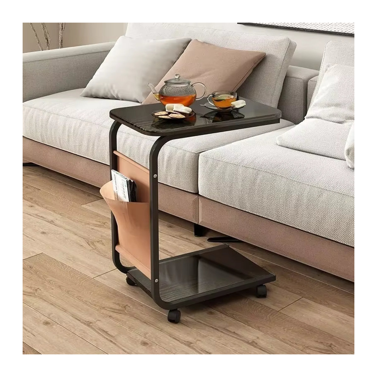 LIUSHADUOLA Couchtisch im Industrial Design aus Bambus und Metall, rechteckig, Braun - Bild 3
