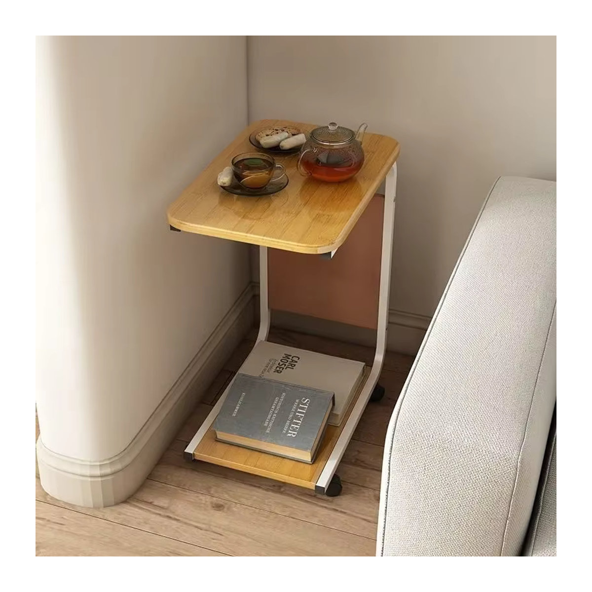 LIUSHADUOLA Couchtisch im Industrial Design aus Bambus und Metall, rechteckig, Braun - Bild 4
