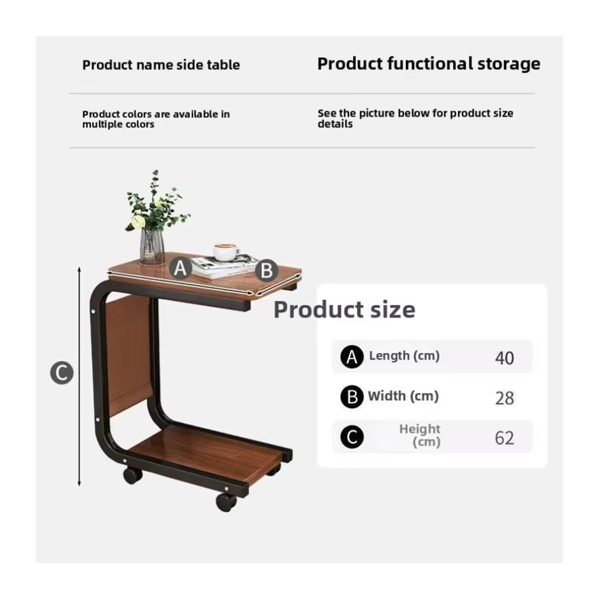 LIUSHADUOLA Couchtisch im Industrial Design aus Bambus und Metall, rechteckig, Braun - Bild 5