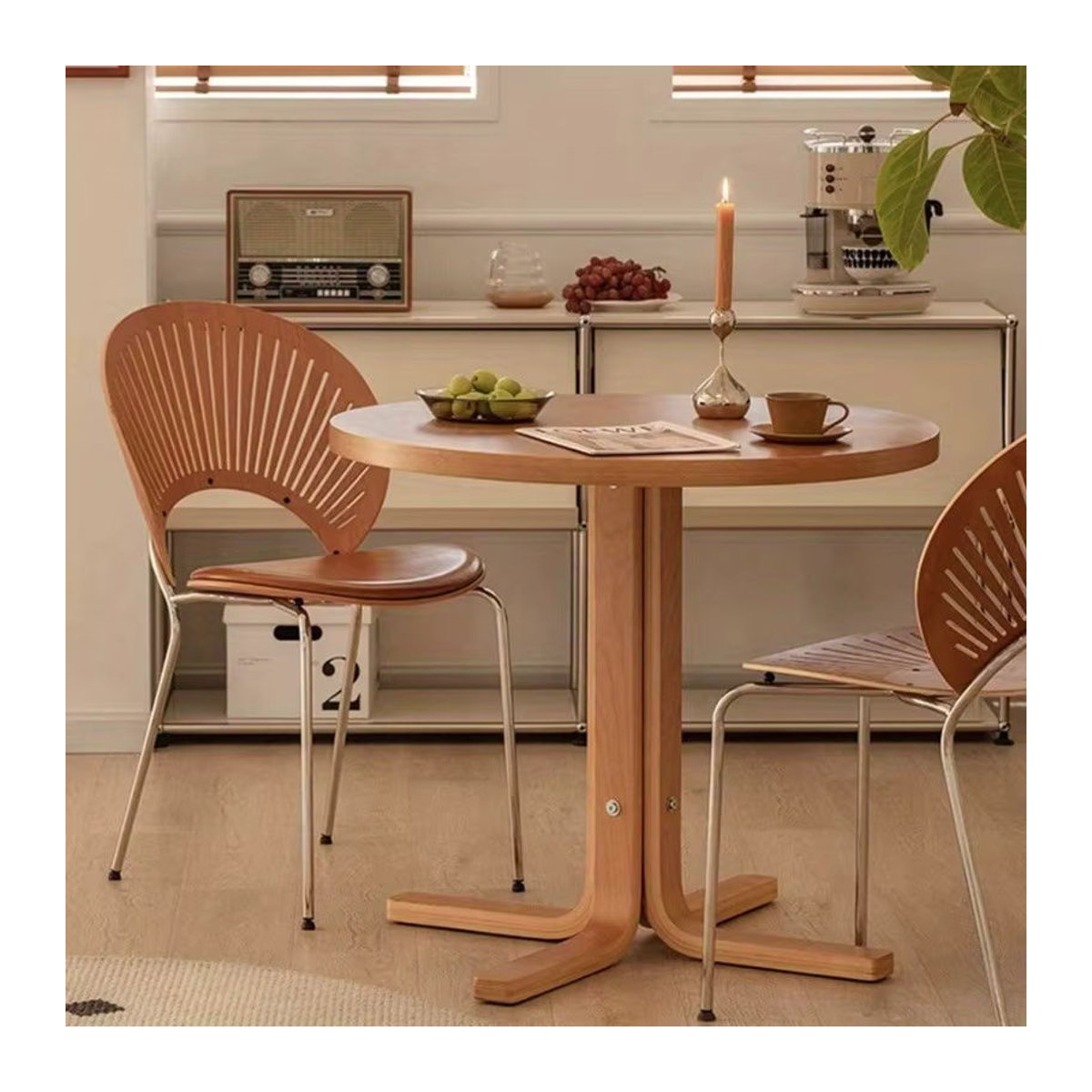 LIUSHADUOLA Esszimmerstuhl aus Massivholz in Braun im Skandinavischen Retro-Design - Bild 2