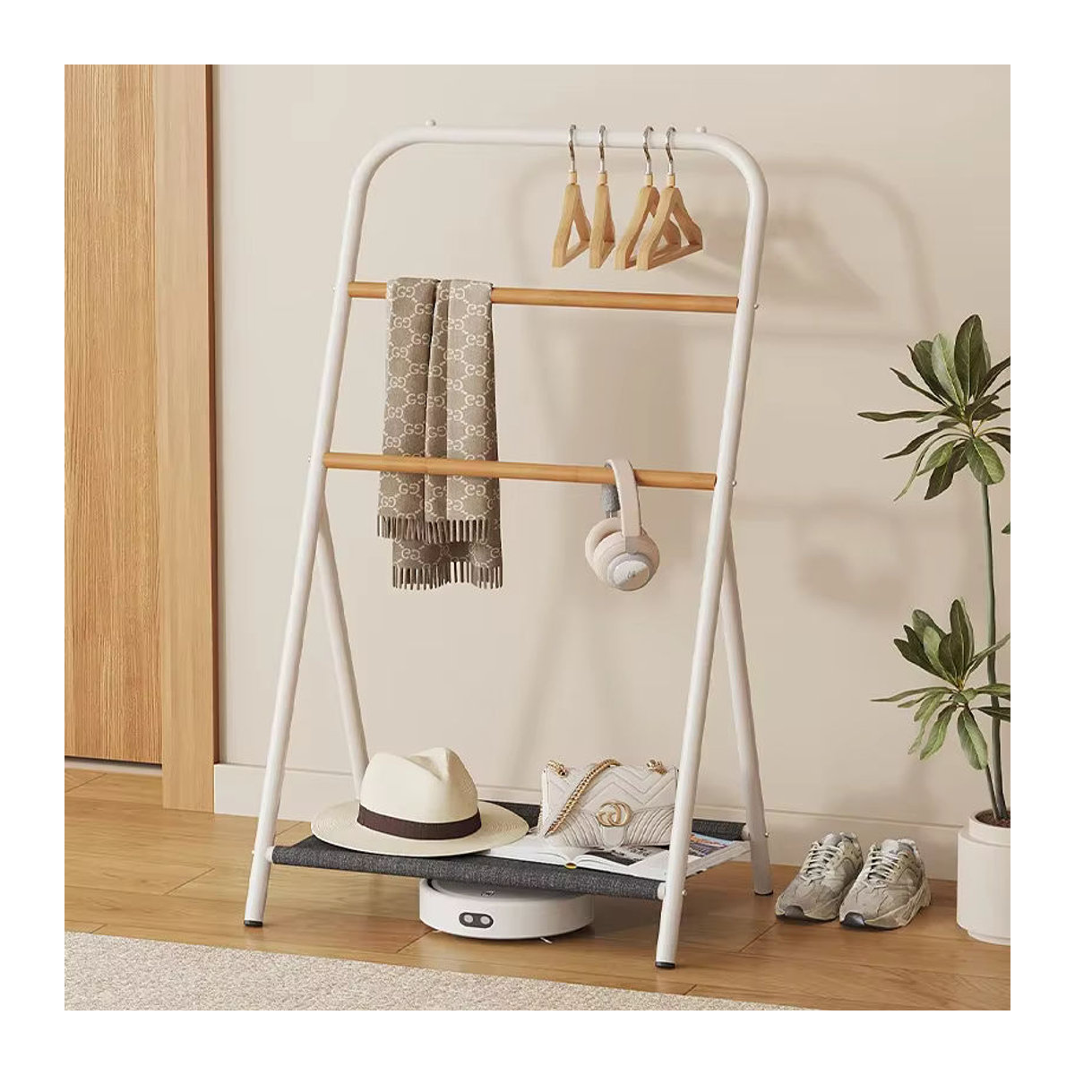 LIUSHADUOLA Garderobenständer aus Metall im minimalistischen Design für Schlafzimmer und Wohnzimmer in Schwarz oder Weiß - Bild 2