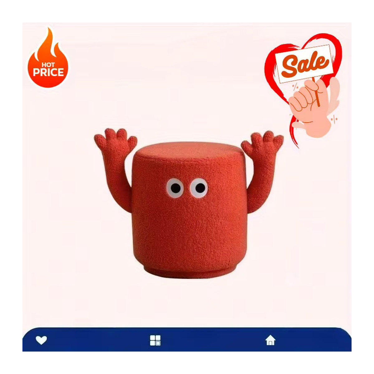 LIUSHADUOLA Handhocker Soft Pack Polsterhocker aus Lammkaschmir und Bouclé in Schwarz oder Rot - Bild 5