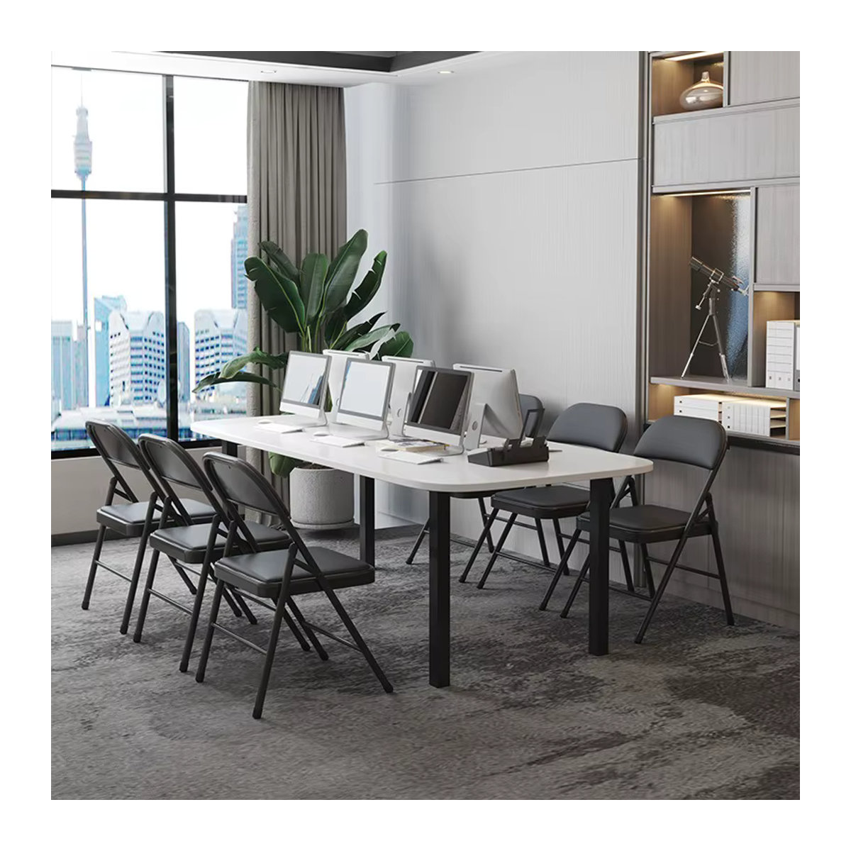 LIUSHADUOLA Klappstuhl in Schwarz mit Metallgestell für Teenager und Studenten, minimalistisches Design mit Rückenlehne - Bild 2
