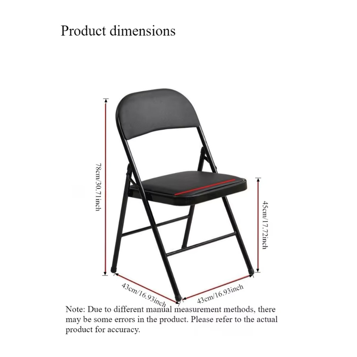 LIUSHADUOLA Klappstuhl in Schwarz mit Metallgestell für Teenager und Studenten, minimalistisches Design mit Rückenlehne - Bild 5