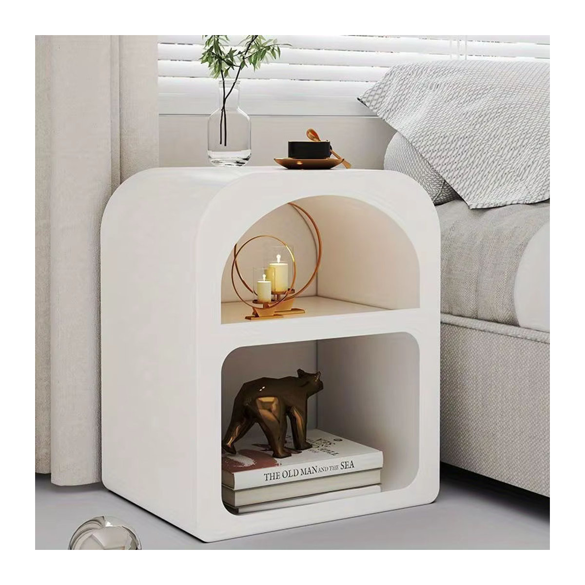 LIUSHADUOLA Nachttisch in Weiß im skandinavischen Design, moderner Beistellschrank für dein Schlafzimmer, B/T/H: 48 x 40 x 30 cm - Bild 2