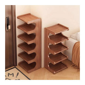 LIUSHADUOLA Schuhregal aus Bambus in Nussbaum, multifunktionaler Schuh-Organizer für Schlafzimmer und Zuhause