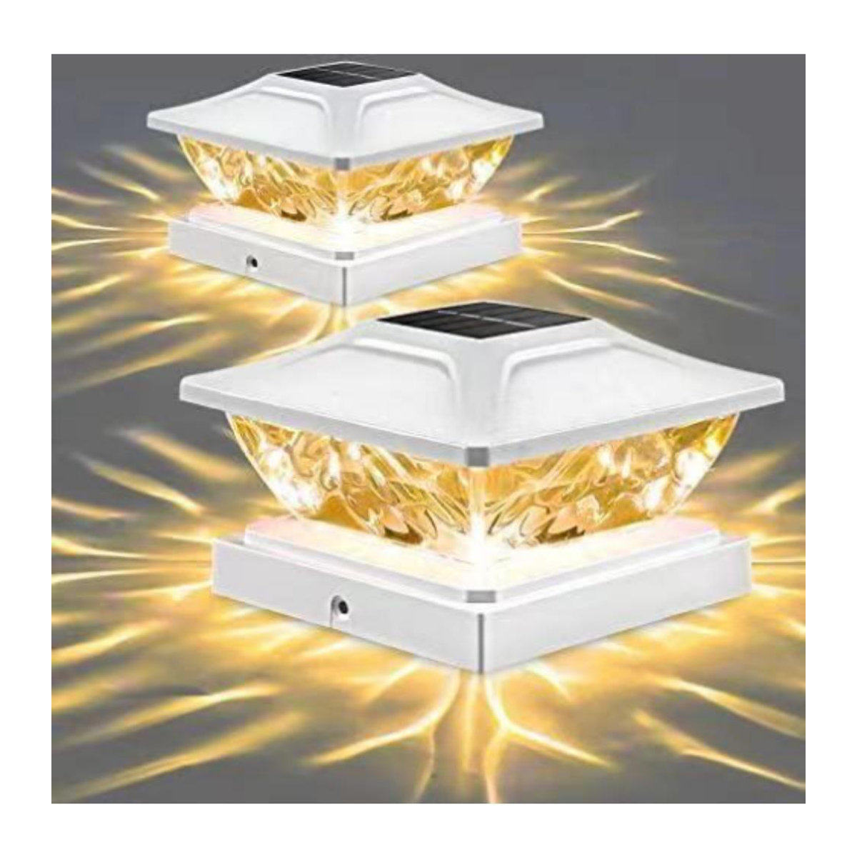 LIUXING Fire Solar Lamp Klassische Solar Pfostenleuchte mit LED für Garten und Terrasse, Schwarz, IP65 Wasserdicht - Bild 5