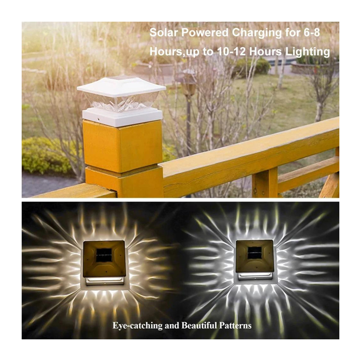 LIUXING Fire Solar Lamp Klassische Solar Pfostenleuchte mit LED für Garten und Terrasse, Schwarz, IP65 Wasserdicht - Bild 8