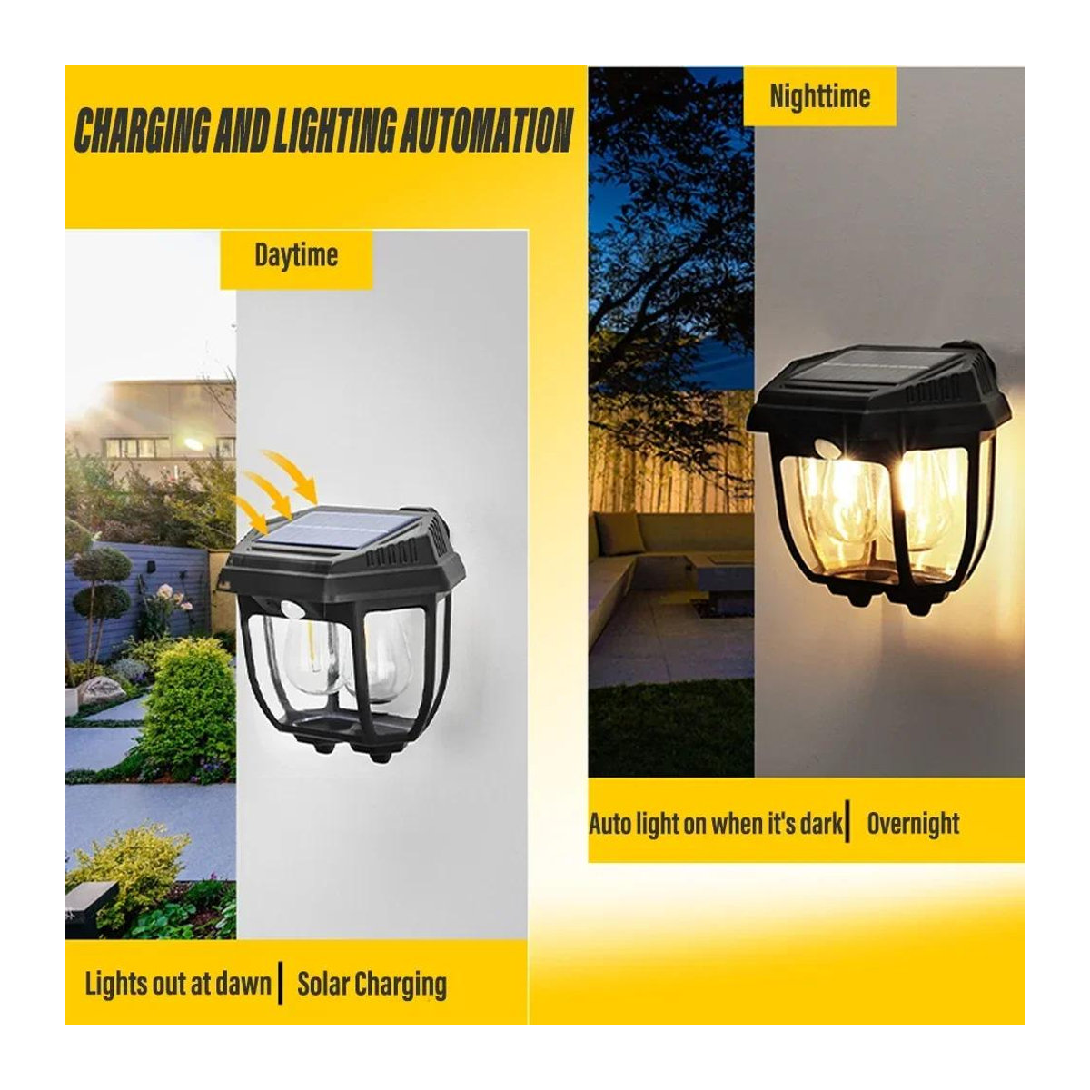 LIUXING Fire Solar Lamp Moderne LED Solar-Wandleuchte mit Bewegungssensor in Schwarz IP44 - Bild 6