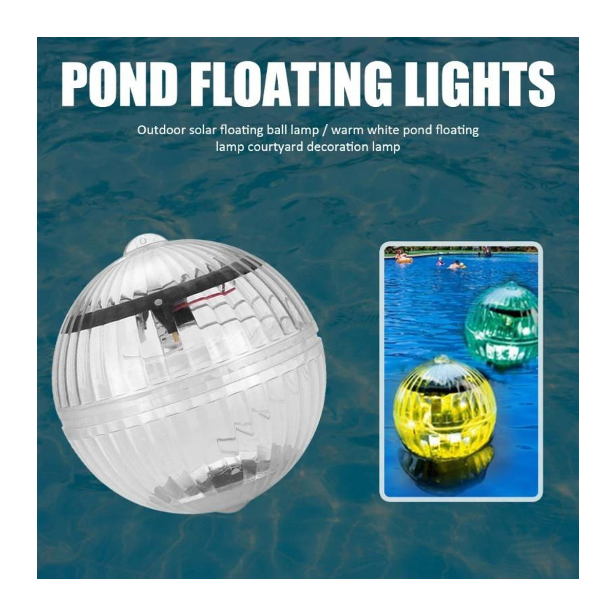 LIUXING Fire Solar Lamp Schwimmende Solar-LED-Unterwasserlampe für Teich und Pool in Bunt und Warmweiß, Durchmesser: 10 cm - Bild 3