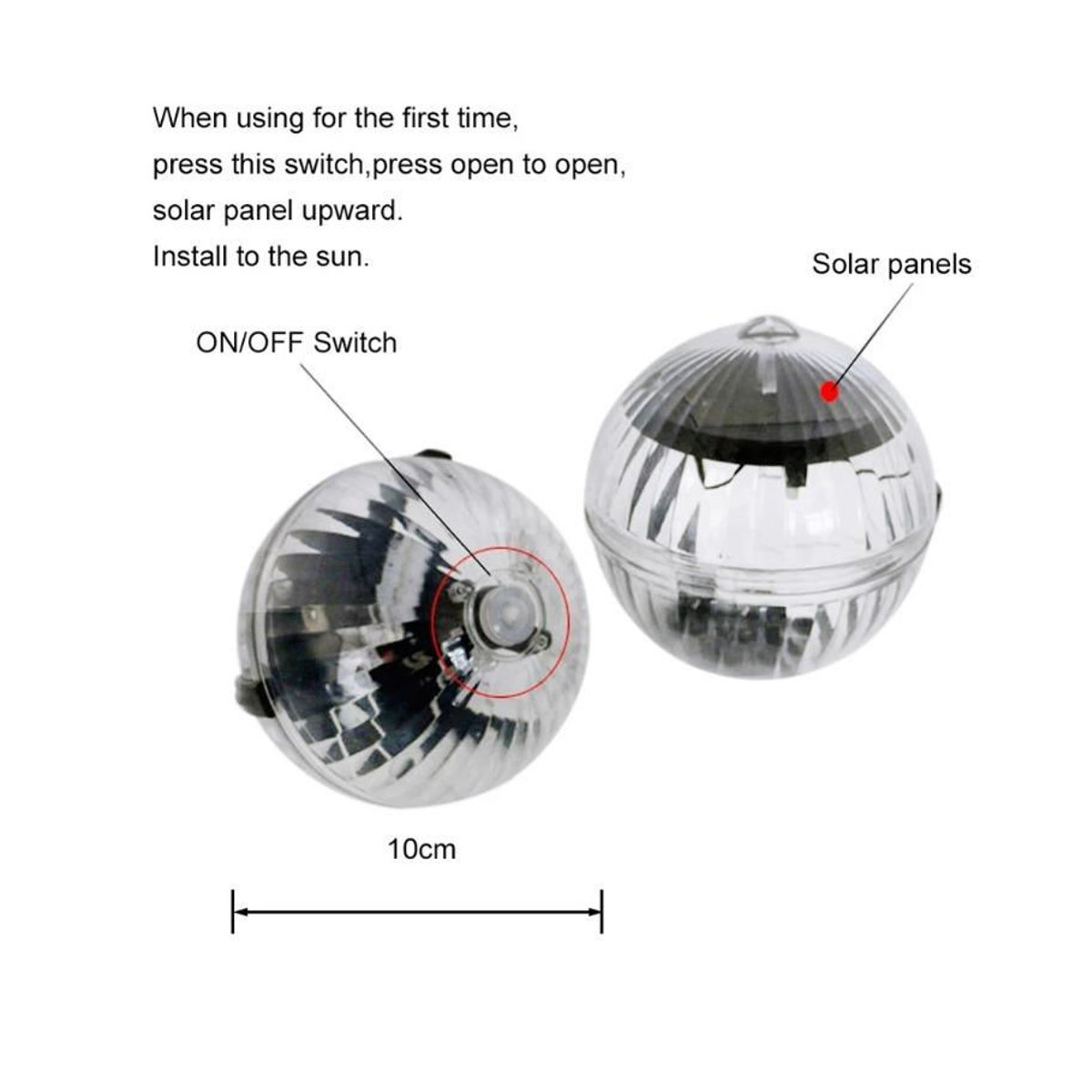 LIUXING Fire Solar Lamp Schwimmende Solar-LED-Unterwasserleuchte für Pool, Spa und Teich in Bunt und Warmweiß, Durchmesser: 11 cm - Bild 8
