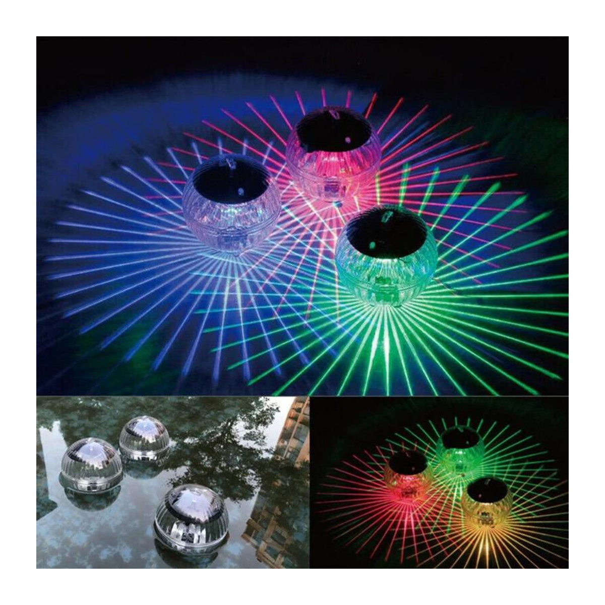 LIUXING Fire Solar Lamp Schwimmende Solar-LED-Unterwasserleuchte für Pool, Spa und Teich in Bunt und Warmweiß, Durchmesser: 11 cm - Bild 9
