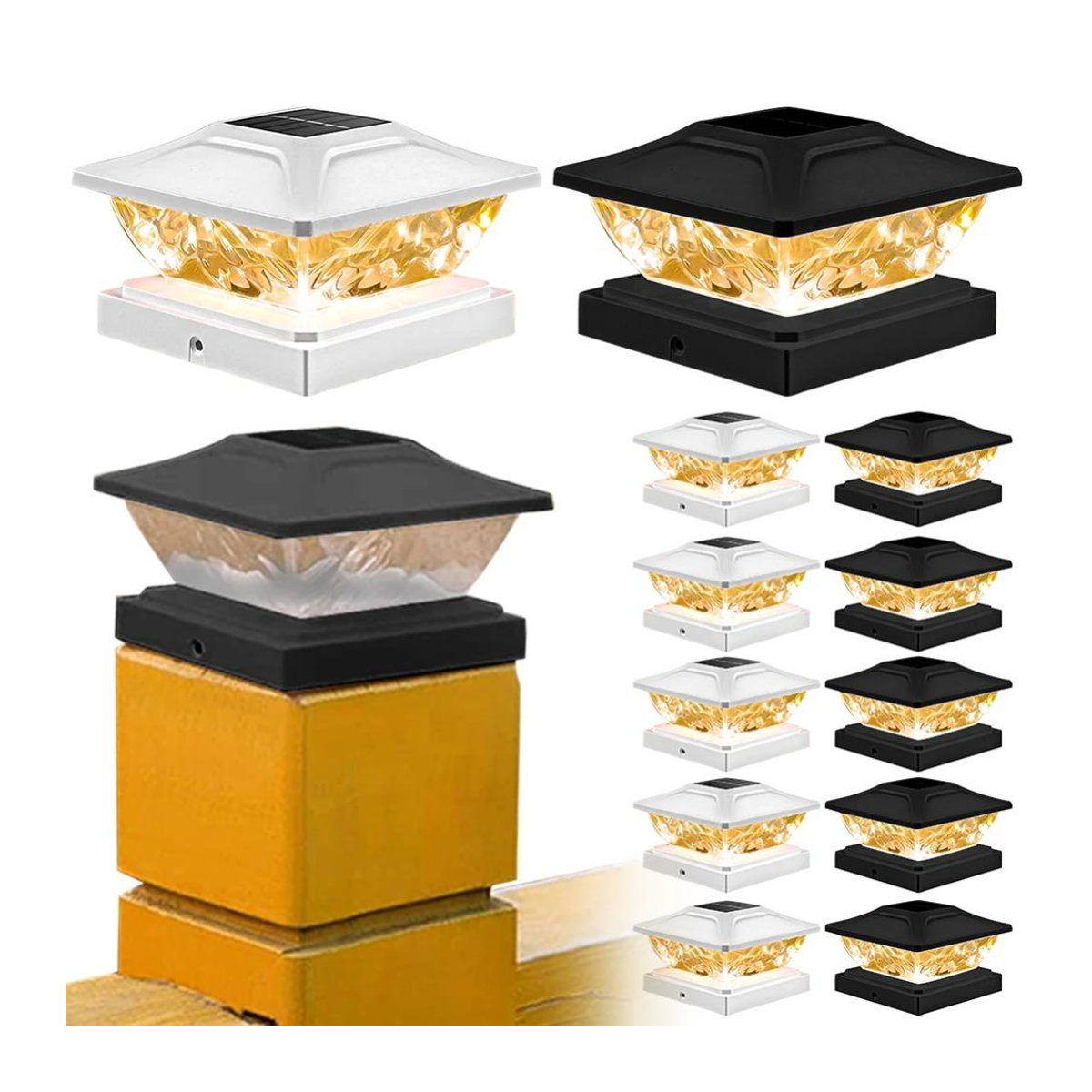 LIUXING Fire Solar Lamp Set: 6 Stück Klassische Solar Pfostenleuchten mit LED für Garten und Terrasse, Wasserdicht IP65, Farbe Weiß - Bild 11
