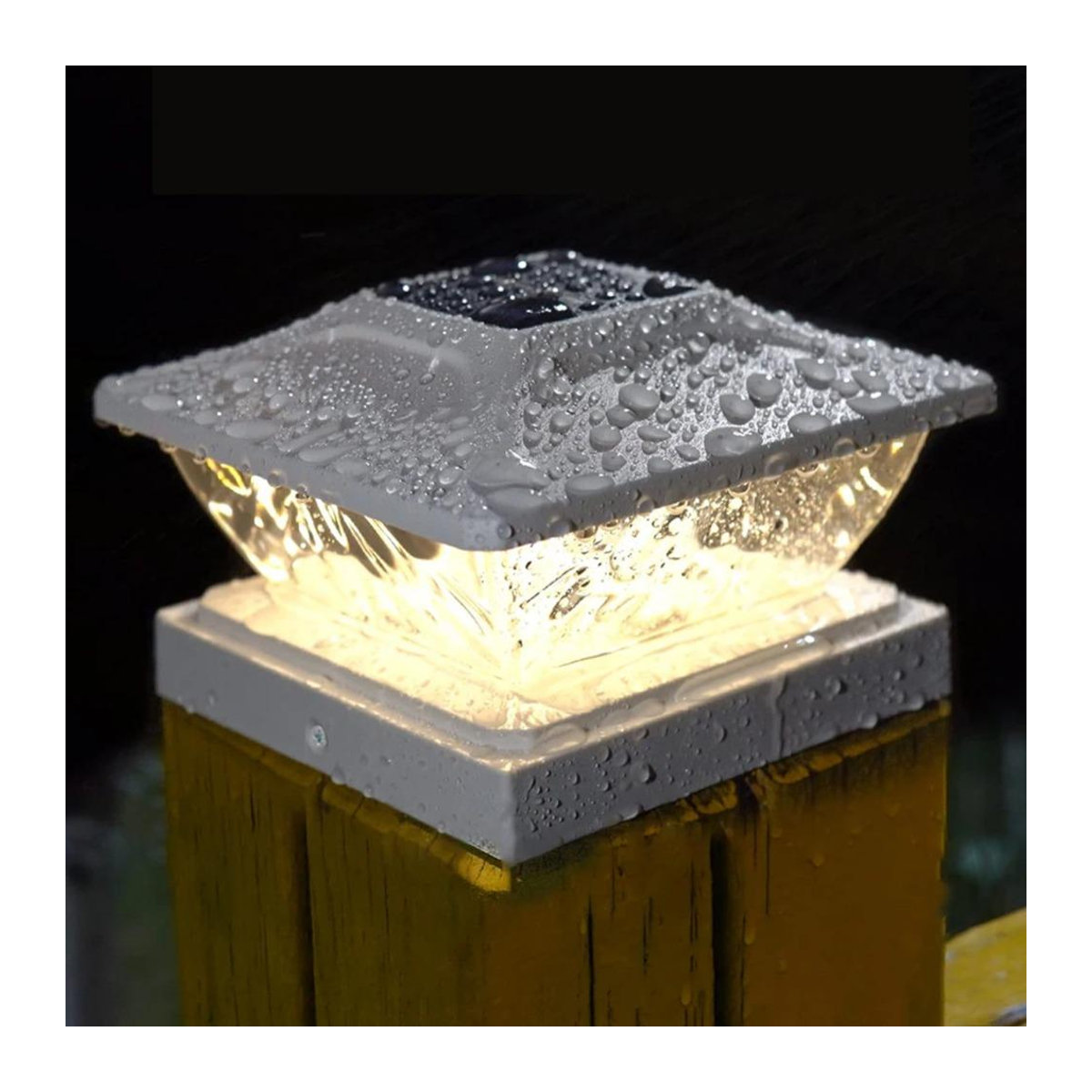 LIUXING Fire Solar Lamp Set: 6 Stück Klassische Solar Pfostenleuchten mit LED für Garten und Terrasse, Wasserdicht IP65, Farbe Weiß - Bild 2