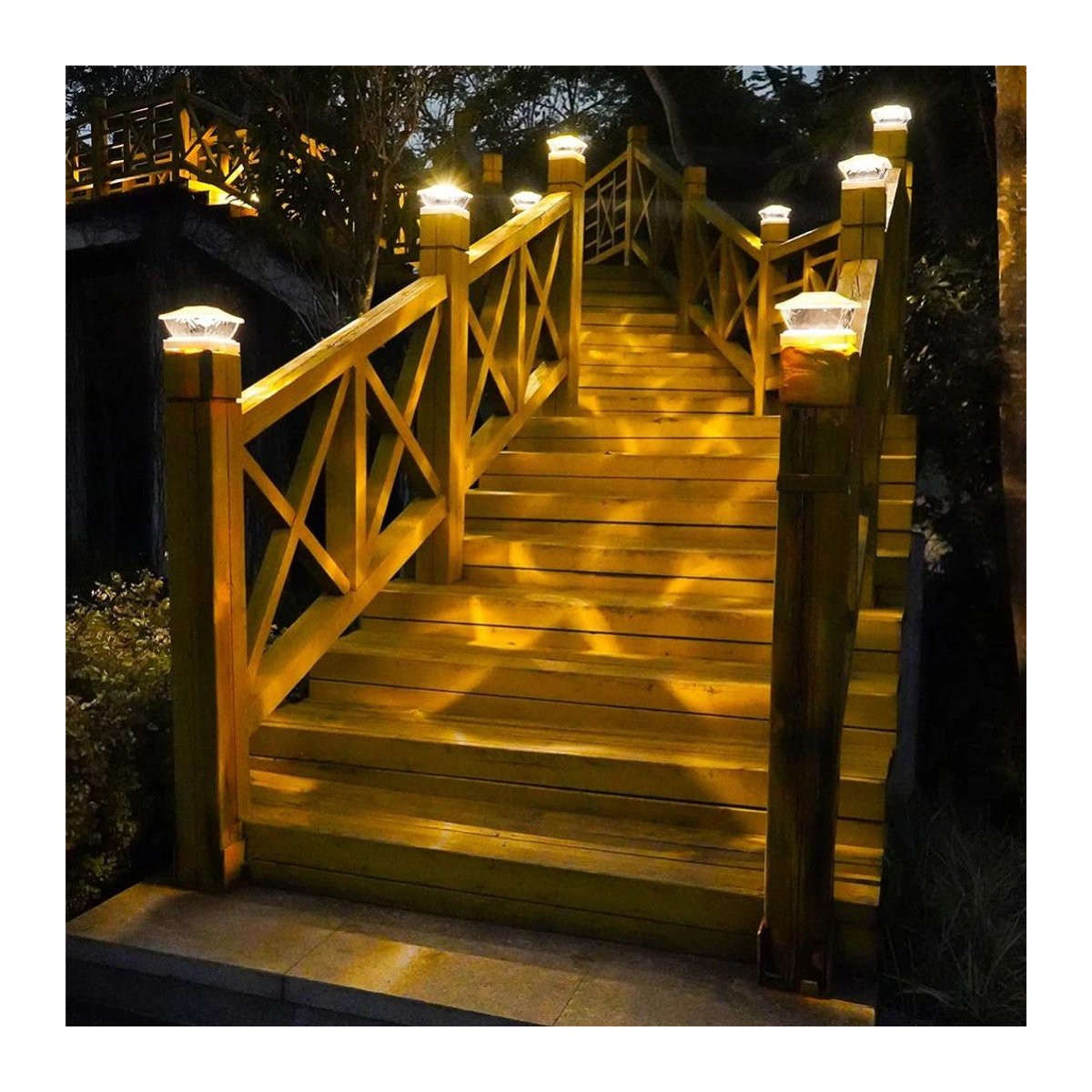 LIUXING Fire Solar Lamp Set: 6 Stück Klassische Solar Pfostenleuchten mit LED für Garten und Terrasse, Wasserdicht IP65, Farbe Weiß - Bild 6
