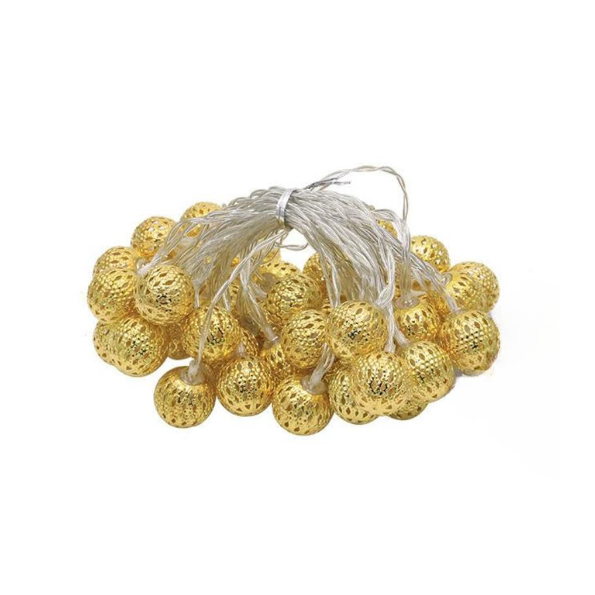 LIUXING Solar LED Marokkanische Kugel Lichterkette im Bohemian Stil, Warmweiß, Silber/Weiß - Bild 4