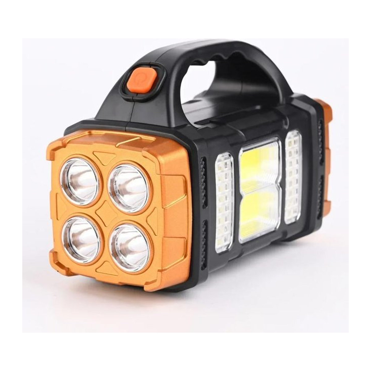LIUXING Solar LED Taschenlampe mit COB Arbeitslicht und 4 Modi, USB wiederaufladbar, Gold - Bild 1
