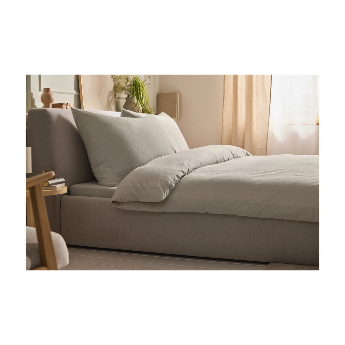 LIVARNO Bettwäsche aus Baumwolle und Leinen in King Size, Farbe Sand, B/H: 200 x 220 cm - Bild 3