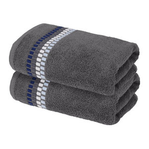 LIVARNO Handtuch Fashion Bordüre Grau 2er Pack, 500gsm, B: 50 cm, L: 100 cm