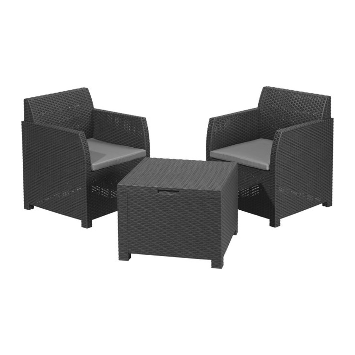 LIVARNO home Balkonmöbel-Set aus Polyrattan in Anthrazit, 3-teilig mit Stauraumfunktion und modernem Design - Bild 1
