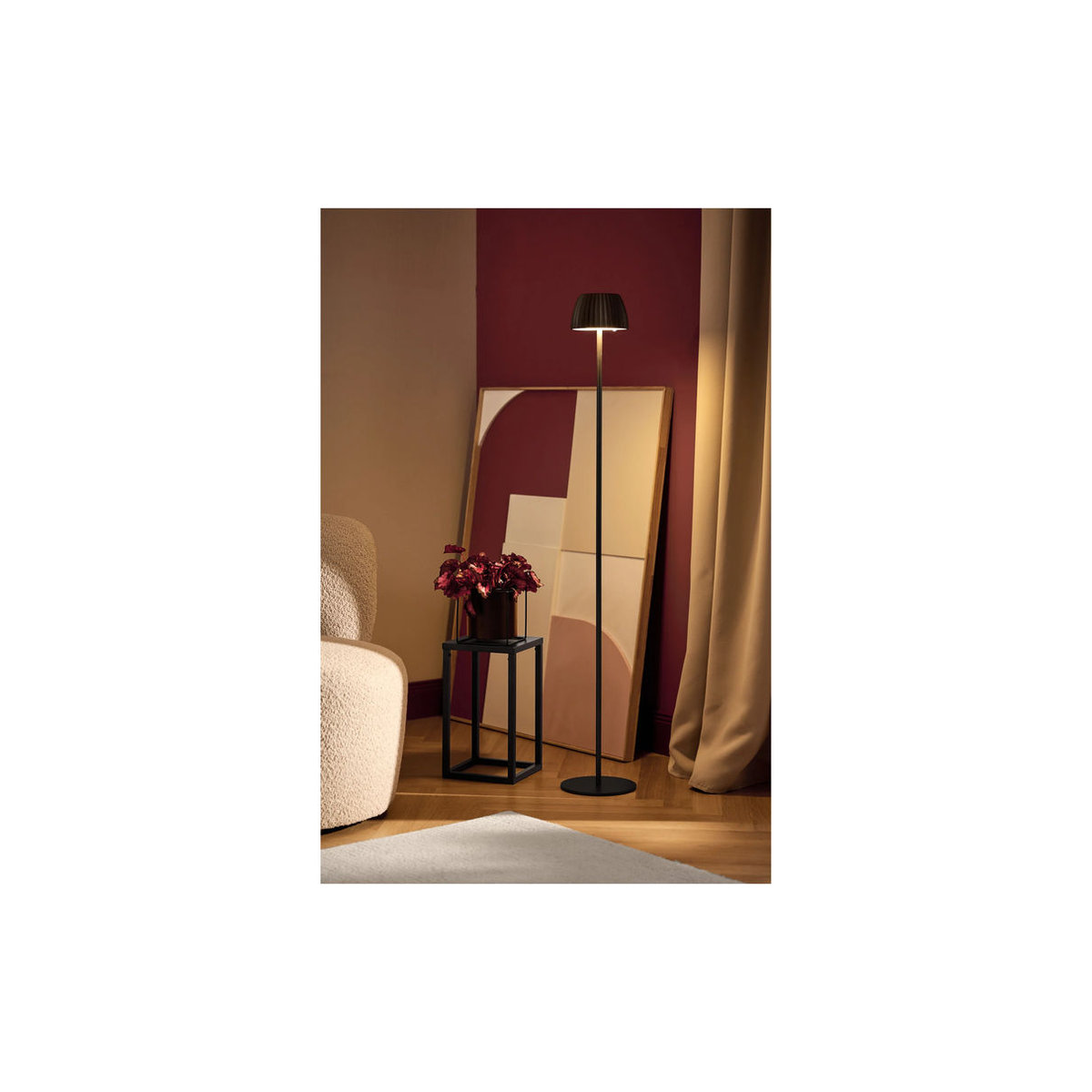 LIVARNO HOME LED-Akku-Stehleuchte mit Touch-Dimmer und USB-Ladefunktion in Lamellen-Optik, Warmweiß - Bild 2