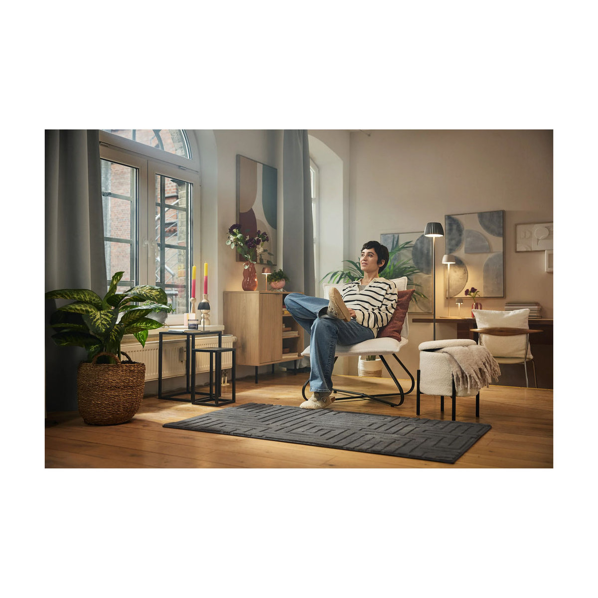 LIVARNO HOME LED-Akku-Stehleuchte mit Touch-Dimmer und USB-Ladefunktion in Lamellen-Optik, Warmweiß - Bild 4