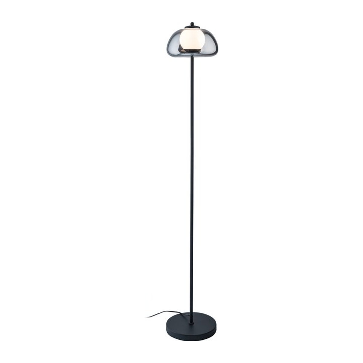 LIVARNO HOME LED-Stehleuchte in Schwarz mit Lampenschirm aus Grauglas und Stahl, Modernes Design, G9 Fassung - Bild 1