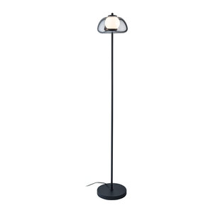 LIVARNO HOME LED-Stehleuchte in Schwarz mit Lampenschirm aus Grauglas und Stahl, Modernes Design, G9 Fassung