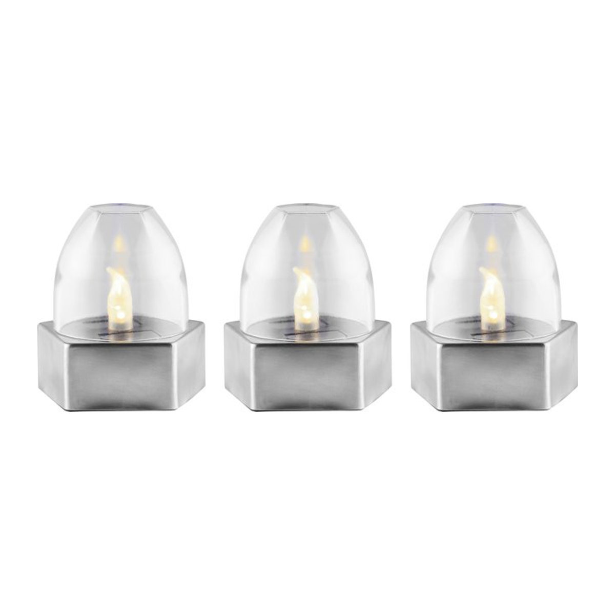 LIVARNO HOME Solarleuchte 3er Set LED Warmweiß in Anthrazit und Silber aus Edelstahl und Glas mit IP44 Schutzart - Bild 1