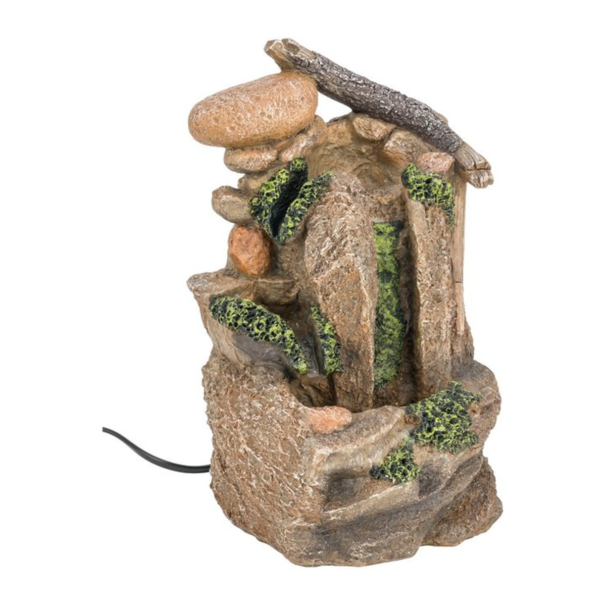 LIVARNO HOME Zimmerbrunnen Kaskade aus Polyresin mit LED-Beleuchtung in Braun, B/T/H: 26,5 x 15,5 x 15,5 cm - Bild 1